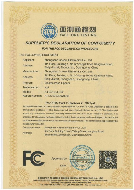 FCC - Zhongshan Cheers Electronics Co., Ltd.