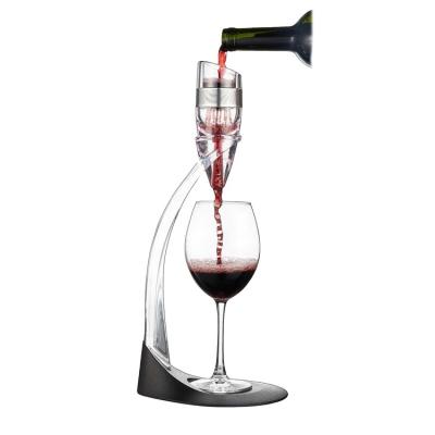 China Sustainable Manufacturer LFGB Certificate Luxury Magic Wine Aerator Decanter Gift Set Wine Aerator With Tower In Top And Raw Paper Box for sale