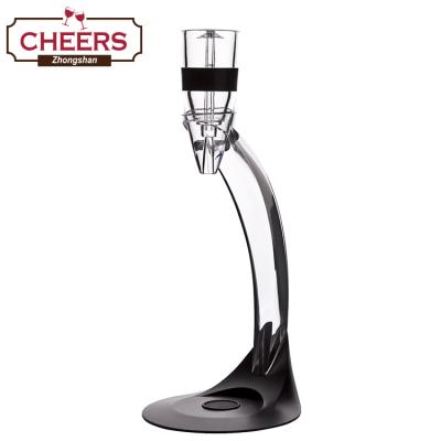 China Best Viable Red Magic Luxury Gift Wine Aerator Tower Set with Black Ring Aerator Pourer, Aerator Stand in Decanter Essential Gift Box for sale