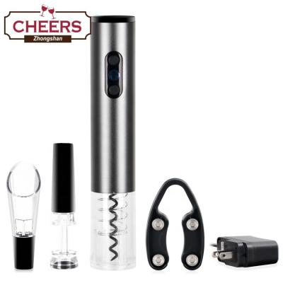 China Viable Electric Wine Bottle Opener Corkscrew Set with 4in1 Pourer Aluminum Cutter Vacuum Cork Set - Vouchers Wine Accessories Festival Gifts for sale