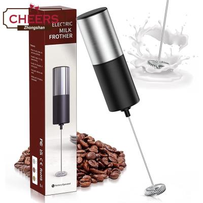 China Automatic Stored Electric Milk Frother, Handheld And Battery Operated Coffee Maker Food Grade Stainless Steel Milk Foamer for sale