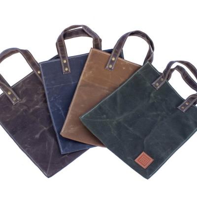 China Large Canvas Handled Tote Bag Canvas Shopping Bag Waxed Canvas Eco-Friendly Grocery Bags for sale