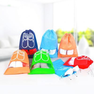 China Viable Hot Sale Drawstring Package Bag Storage Nonwoven Shoes Mouth Bag Perspective Shoe Dustproof Bag for sale