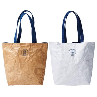 China Dupont Tote Bag With Cotton Linen TYVEK Recycled Paper Lining Paper Packaging Of Shoulder Washable Single Handbag Shopping Bag Materials for sale