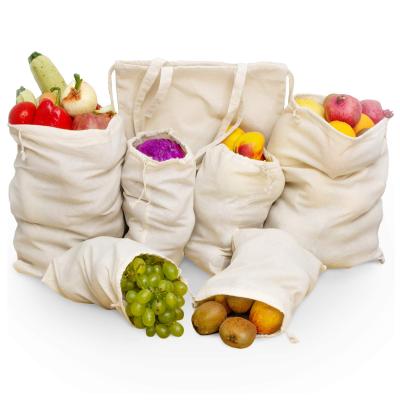 China Recyclable Cotton Mesh Reusable Produce Bag Eco Friendly Drawstring Bag for sale