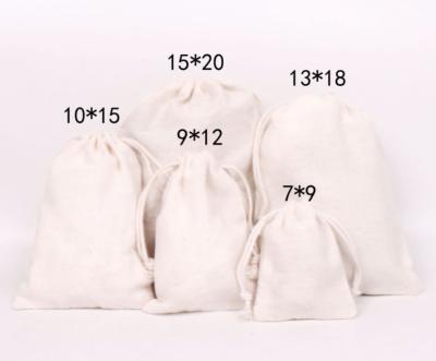 China Recyclable factory sell high quality cotton white custom organic cotton drawstring bag for sale