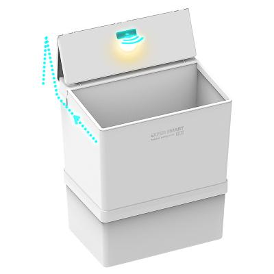 China Induction Sensor Bin Rechargeable Battery Stored Collapsible Garbage Bin With Led Light Smart Trash Bin for sale