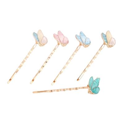 China Cute Durable Cute Girl Clip Hairpin Butterfly Metal Color Fashion Hair Accessories Korean Hair Accessories for sale