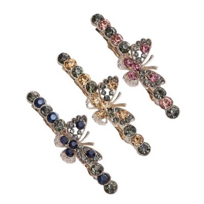 China Durable Rhinestone Alloy Bar Hair Clips, Bow Crystal Hair Clips, Girls Shape Shiny Hair Accessories for sale