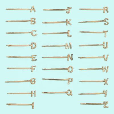 China Durable simple all-match letter clip metal hair clip fringe clip girl gold hair ornaments for sale