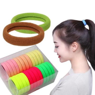 China High Elastic Environmental Protection 24 Seamless Hair Band / Box 2021 New Green High End Towel Circle Hair Towel Bands for sale