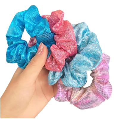 China Environmental protection green new products color fabric dreamy hair ring, mermaid large intestine flashing ring, Korean elastic hair band for sale