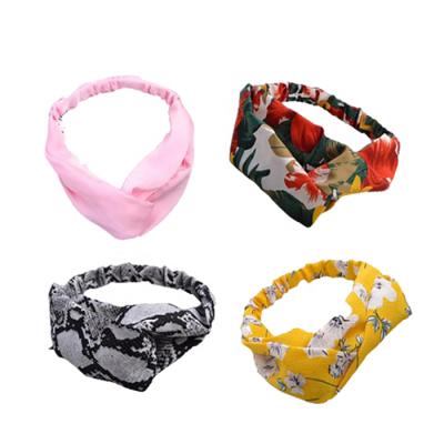 China European and American popular fashion floral tropical headband fabric wind hair band Korean cross elastic hair accessories for sale