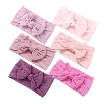 China Hair band ins fashion baby headband, bow soft nylon headband for kids, cute little princess hair accessories for sale