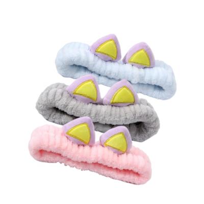 China The new durable stereo cartoon cat ear hair band, multi-color plush hair band, wash face and makeup headband for sale