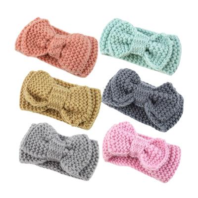 China Best selling hair band children's knitted bow headband in Europe and America, baby wool handmade headband, baby ear headband for sale