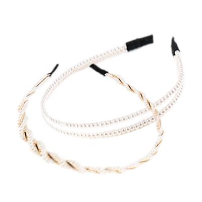 China Classic fashion and longevity fashion metal hair bands, pearl chain alloy mesh headband, retro ladies circle wholesale for sale