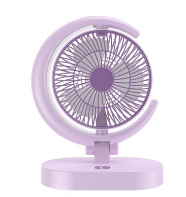 China Small and cute folding table lamp fan Home USB desktop fill light electric fan Dormitory Wireless portable cycling fan for sale