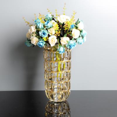 China Bohemian Design Home Decor Diamond Vase Diamond Gift Hotel Wedding Crystal Gold Vase for sale