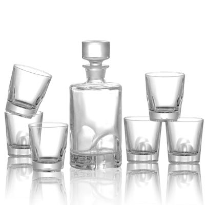 China Modern Gift Sets Wine Tumbler Crystal Clear Glass Wine Bottle And Transparent Glass Cups for sale