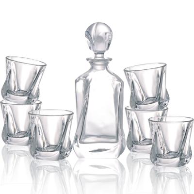 China Modern High Quality Wine Bottle Set Customized Wine Glass Set With Transparent Glass Cups for sale