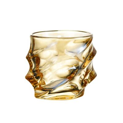 China Engraving Wholesale Price Golden Tumbler Liquor Cup With Rim Design Small Size for sale