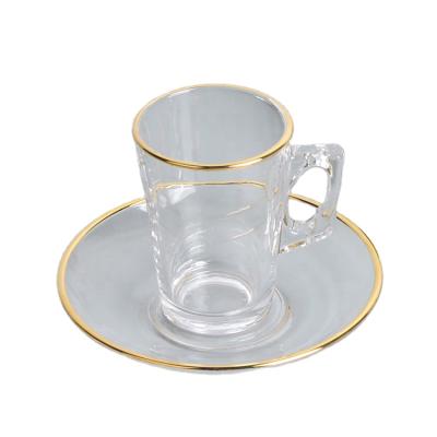 China Customized Viable Optional Saucer 240ML in Manufacture Gold Rim Crystal Glass Cup for sale