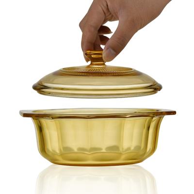 China Jade Color High Borosilicate Glass Viable Gold Heat Resistant Pot for sale