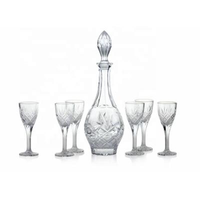 China Europe 2021 New Product Carving Transparent Glass Bottle Crystal Decanter Set for sale