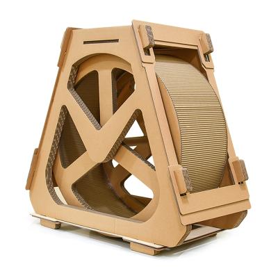 China 2021 Viable New Design Luxury Wrinkled Paper Treadmill Ferris Wheel Minimalist Pet Furniture Cat Scratching Board Pet Exercise for sale