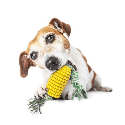 China Viable Corn Shape Dog Chewing Toys For Dog Teeth Cleaning Funny Interactive Rope Tug Toy With Private Label Dog Chewer for sale