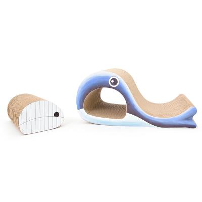 China 2021 Viable New Design Luxury Wrinkled Paper Cat Claw Board Cat Toys Dual-Use Combination Whale Cat Scratching Board Creative for sale