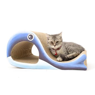 China Sustainable Manufacturer Wholesale Thickened Cat Litter Fun Whale Strong Durable Corrugated Paper Cat Scratching Board for sale