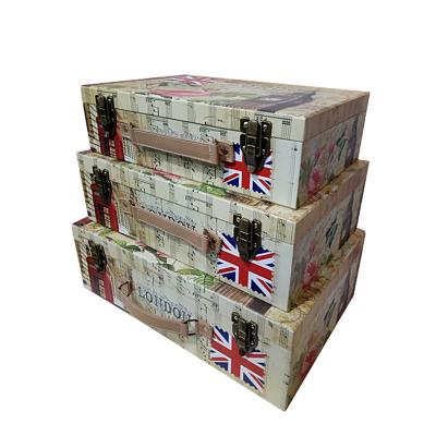 China Toy Children Vintage Luggage Cardboard Paper Suitcase Aseptic Decorative Candybox Sets for sale