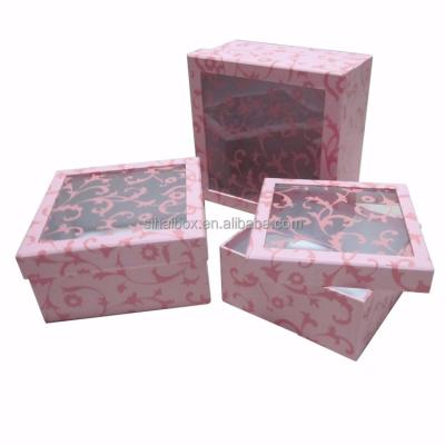 China Handmade Rose Flowers Decorative Packaging Paper Box With Clear PVC Window for sale