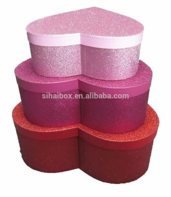 China Handmade high quality heart shaped gift box of glitter paper for sale