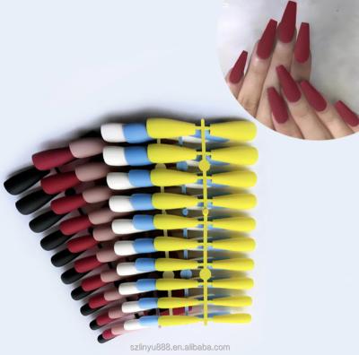 China Wholesale French False Nails Art Manicure Tools Artificial Full Cover Tips Press On Nails Gel Set Acrylic Matte Solid Long 24tips/set for sale