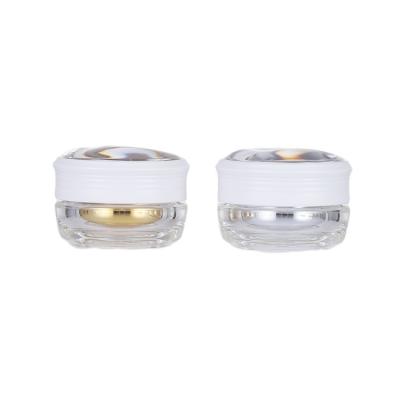 China Household Products Silver And Gold Color Plastic Acrylic Cosmetic Bottle Eye Cream Airless Jars With Lid for sale