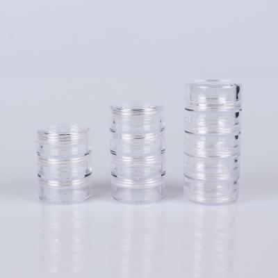 China Small Portable 10g Cosmetic Round Clear Storage Cream Cosmetic Jars Acrylic Double Wall With Lid for sale