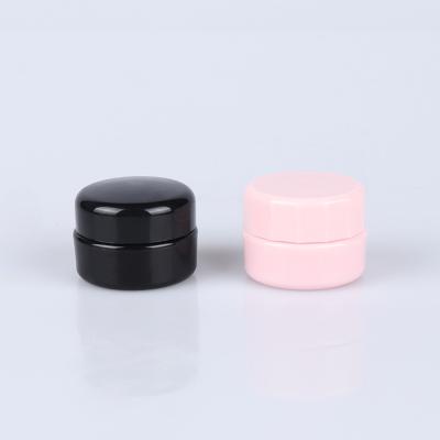 China Personal Black Acrylic Cosmetic Round Skin Care Packaging Travel Equipment 3gwhite Face Cream Packaging Jar With Lid for sale