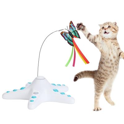 China 2021 Amazon Viable Electric Rotating Butterfly Cat Butterfly Electric Rotating Butterfly Cat Toy for sale