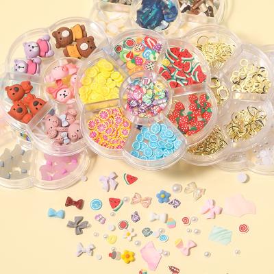 China Nail Art Jewelry Bow Aurora Bear Plastic Butterfly Bead Mixed Diy Nail Accessories for sale