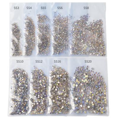 China Metal Nail Decorations 1440Pcs ab Crystal Glass Rhinestones Nail Art Non Hotfix Flatbacks for sale