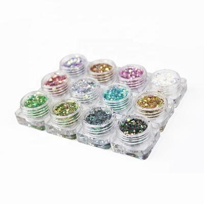 China New Mix Colors Nail Art Decoration Big Hexagon Glitter Nail Glitter Powder SK-GP111 for sale