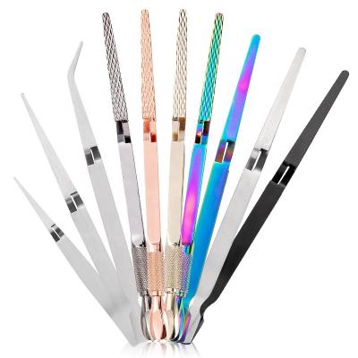 China Acrylic Forming Tweezers Gel Nail Art Tool Nz 3 Stainless Steel Pincher Crystal Clamp Silver Pliers Nail Pick for sale