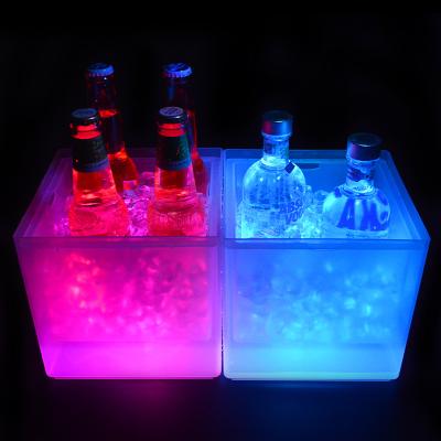 China Viable Bright LED Ice Bucket Double Square Plastic Ice Bucket for sale