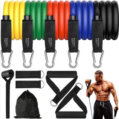 China Modern Max 3D OEM Customized 11pcs 150lbs Running Band Fitness Heavy Duty Exercises Strength Training Resistance Tube Set Resistance Bands for sale