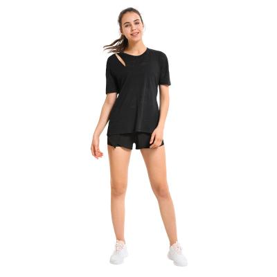 China 3D Max Customized Yoga Cross Border Breathable Loose Show Slim Sports Short Sleeve T-shirt Women Fitness Sport Quick Dry T-Shirts for sale