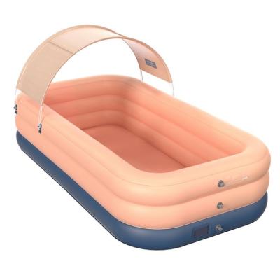 China 2021 3D Max Popular Design Rectangular Outdoor Garden Inflatable Children Comfortable Adult Swimming Pool for sale