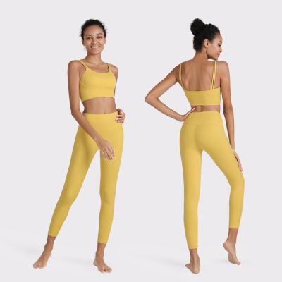 China 3D Max Bra Fitness Suit Yoga Set Shockproof Gathered Naked Gym Clothing New Two Piece Sportswear Beauty Suit Breathable Back Strap for sale